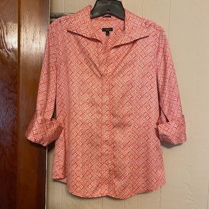 Talbot’s DISCONTINUED PRINT 3/4 Sleeve Button-Up Blouse; Size 8